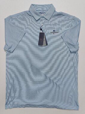 Oxford Men's Sky Blue White The Maggert Striped Polo Shirt L